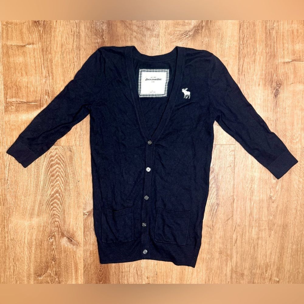 Abercrombie Kids Navy Button Front Cardigan Sweater Girls Size Large